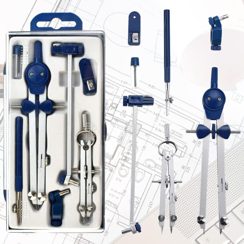 Kit de Compas Metal Boussole Dessin, Convertisseur Compas de Menuisier,