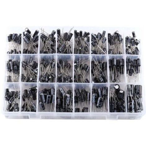 Kit de Condensateurs, 500pcs Condensateur Électrolytique 24 Valeurs Micro Condensateurs Radial en Aluminium 16V-50V 0.1uF〜1000uF pour l'Application Electronique