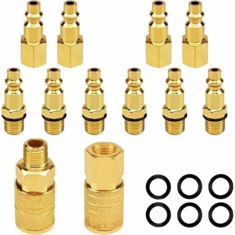 Kit de conector de aire NPT de 1/4" (12 piezas) para compresor de aire. Conector rápido American Neumático.