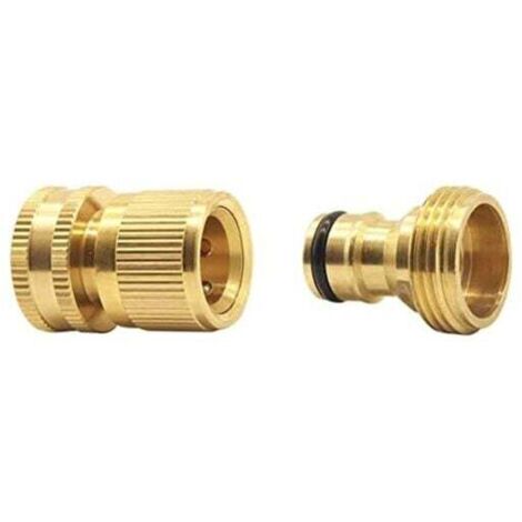 Kit de conector de grifo de manguera de jardín KZQ, conector de grifo de manguera de jardín en pulgadas, rosca de conexión rápida de latón.