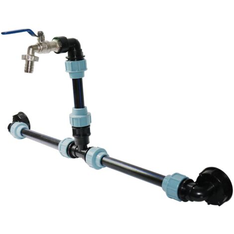Kit de conexión IBC, kit de conexión para tanques de agua de lluvia IBC con cuello de cisne de 3/4", grifo de jardín, manguera de cisterna, para tanques de 1/2" (A)