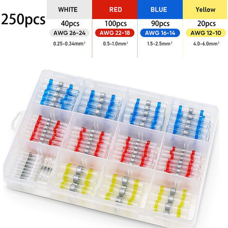 Connecteurs de fil de soudure 3:1 thermorétractables, fils électriques  isolés, bornes d'épissure bout à bout, étanches 10/20/30/50/100 pièces