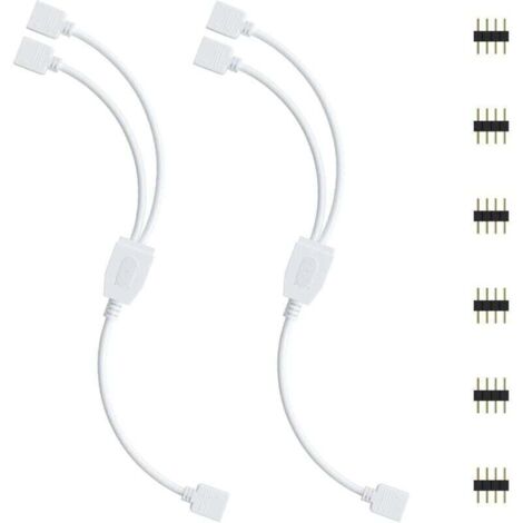 Kit de connecteurs pour bandes LED AIPERQ, 2 répartiteurs 4 broches, câble répartiteur 1 vers 2, connecteur 4 broches pour bandes LED RVB 5050, 3528, 2835, accessoires DIY