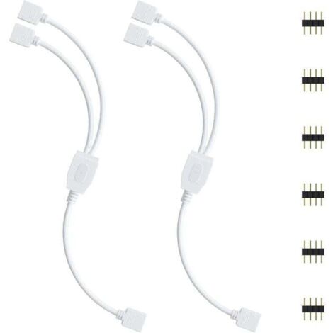 Kit de connecteurs pour bandes LED AIPERQ, 2 répartiteurs 4 broches, câble répartiteur 1 vers 2, connecteur 4 broches pour bandes LED RVB 5050, 3528, 2835, accessoires DIY
