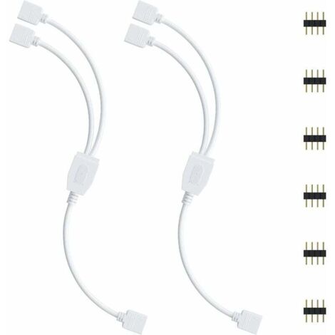 Kit de connecteurs pour ruban LED, 2pcs Séparateur de Bande LED 4 Broches 1 à 2 Câble Diviseur Connecteur à 4 Broches pour ruban LED RVB 5050 3528 2835 Accessoires de DIY