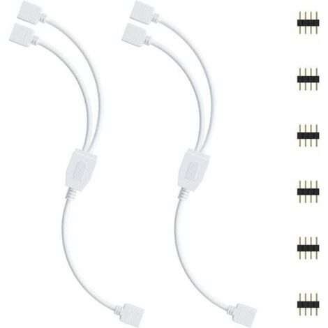 Kit de connecteurs pour ruban LED, 2pcs Séparateur de Bande LED 4 Broches 1 à 2 Câble Diviseur Connecteur à 4 Broches pour ruban LED RVB 5050 3528 2835 Accessoires de DIY