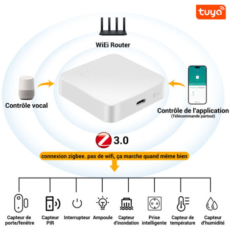 Kit de connectivité – Gateway intelligente pour centraliser logement – Compatible Zigbee, Tuya, Google Home, Amazon Alexa, HomeKit – Protocole GZB