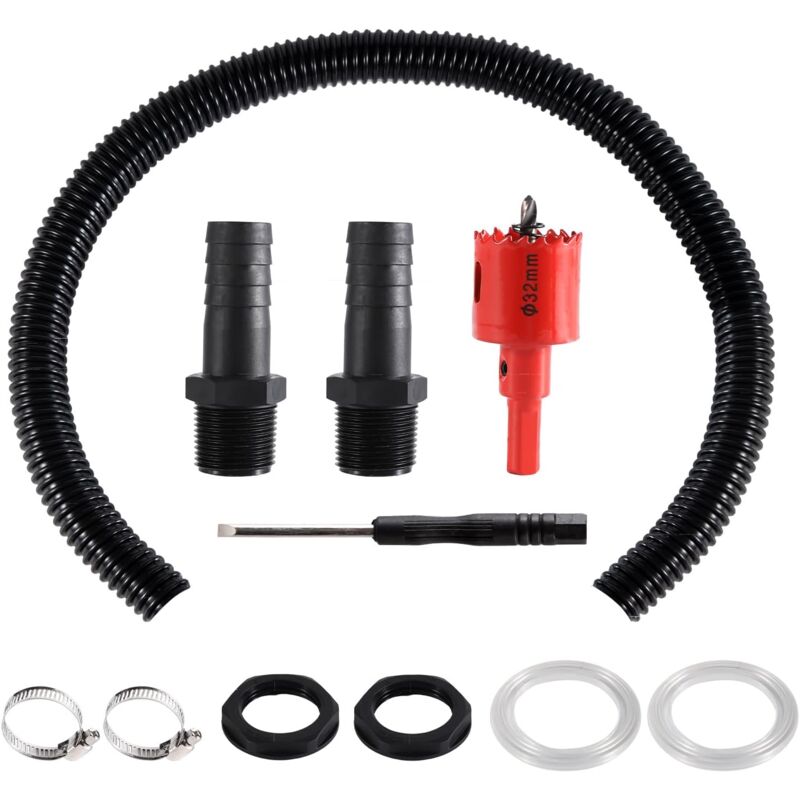 Kit de Connexion de Récupérateurs d'eau de Pluie, Ensemble de Liens de Récupérateur d'eau de Pluie de 1 Pouce, Tuyau de Connexion de 100cm, Raccord