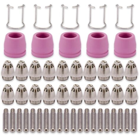 Kit de consommables pour chalumeau plasma SG-55 / AG-60 / WSD-60 (modèle AG60), contenant 50 buses et électrodes pour chalumeau.
