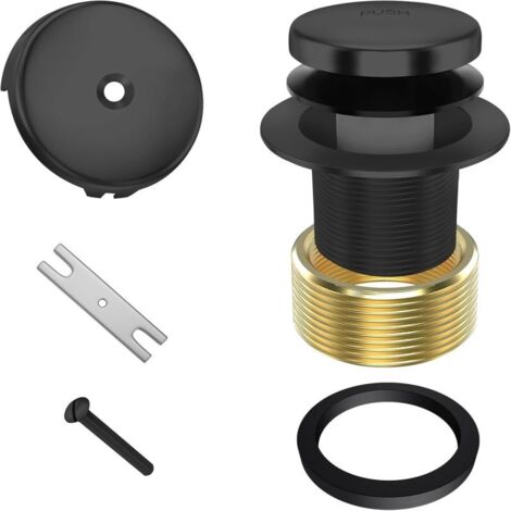 Kit de conversión de agua para bañera Matte Black Press (con panel de rebosadero de un solo orificio, rosca universal gruesa y fina y adaptador) Negro