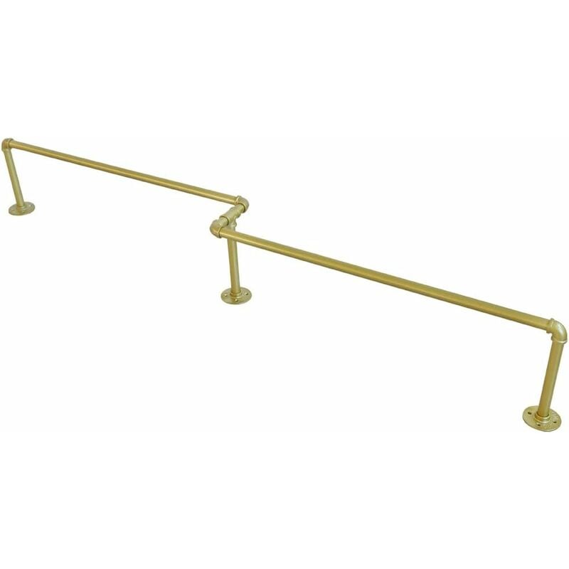 Porte-vêtements Industriel Tuyau de Fer Mural Porte-vêtement Tige de Suspension pour Placard Rangement Or