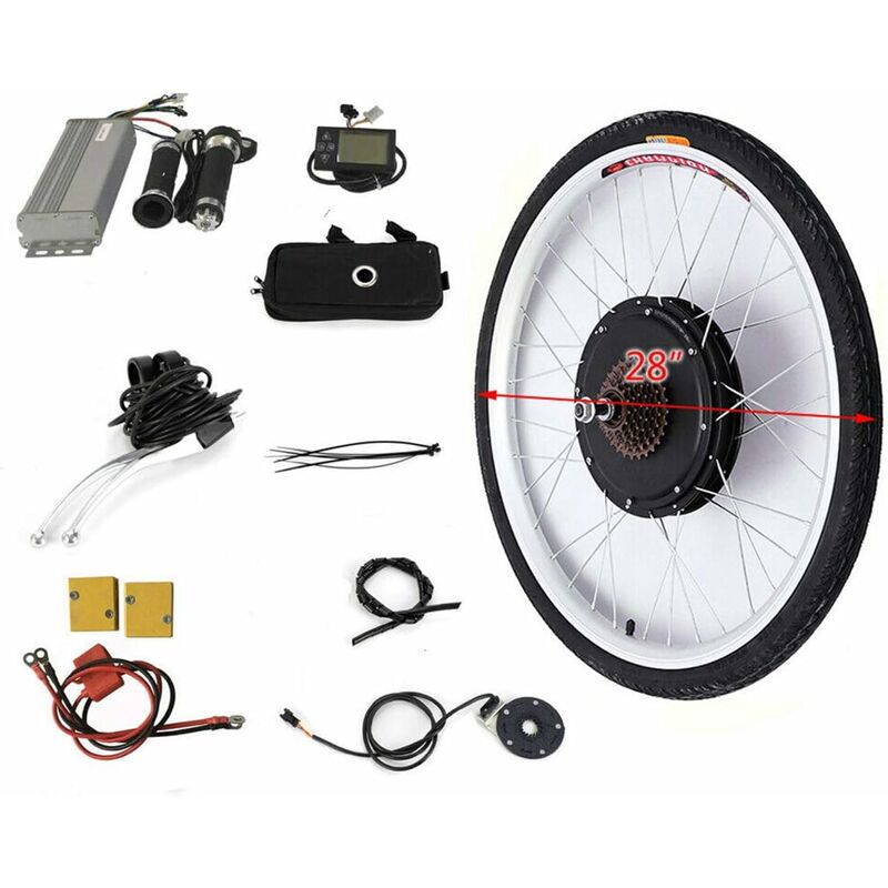 Kit de vélo électrique 36V 500W 28 pouces, kit de conversion de roue arrière de vélo électrique avec écran lcd
