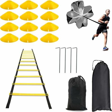Kit de Coordination d'agilité, Jeux D'éChelles de Coordination pour Le Football, échelle d'entraînement & cônes de Marquage pour Slalom, Jeux D'EntraîNement pour La Vitesse et L'Agilité