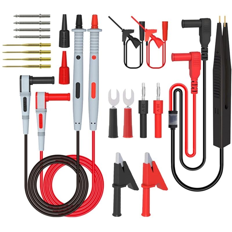 Kit de cordons de test multimètre, ensemble de cordons de test multimètre professionnel ensemble d'outils de sonde de test de clip électrique