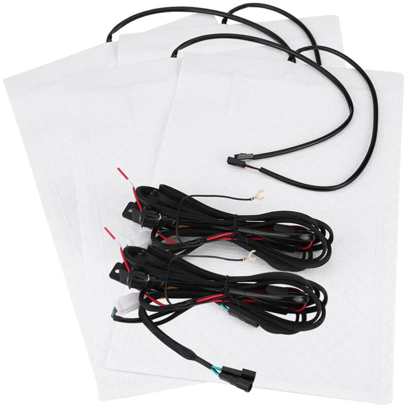 Jeffergarden - Kit universel de coussins chauffants pour siège de voiture en Fiber de carbone, 4 pièces, avec interrupteur rond