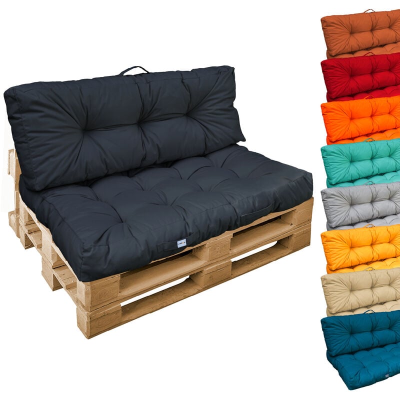 Linxor - Kit de coussins pour palette capitonnés - Gris foncé