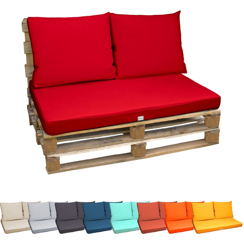 Linxor - Kit de coussins pour palette déhoussables - Rouge