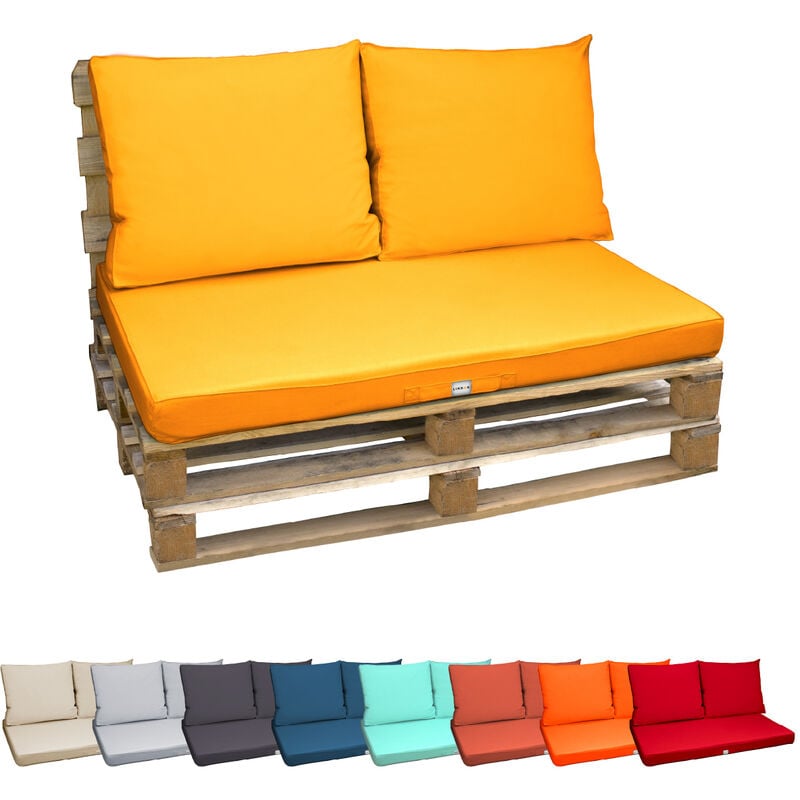 Linxor - Kit de coussins pour palette déhoussables - Jaune