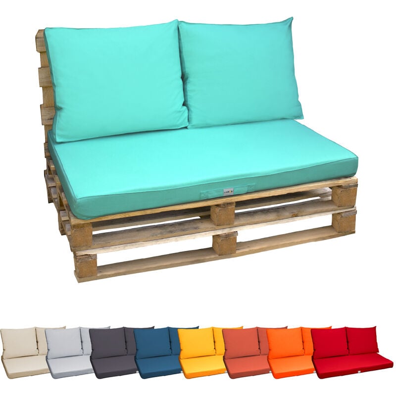 Linxor - Kit de coussins pour palette déhoussables - Bleu turquoise