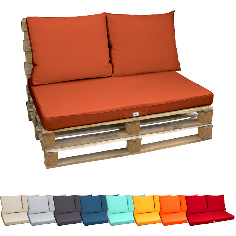 Linxor - Kit de coussins pour palette déhoussables - Terracotta