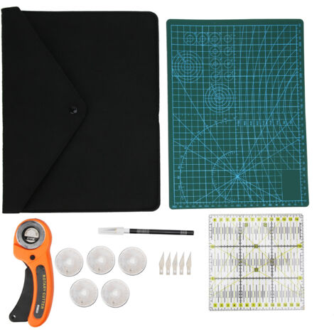 Kit de couteaux rotatifs pour cuir, outils de gravure et découpe avec règles pour patchwork