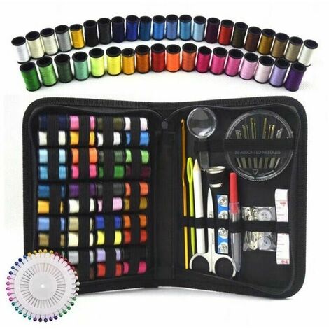 Kit de Couture, 200pcs Set de Couture Accessoires de Couture Premium avec ��tui de Transport, Kit de Couture,Maison Universelle et Kits de Couture de Voyage, Utilisation d'urgence (Noir)