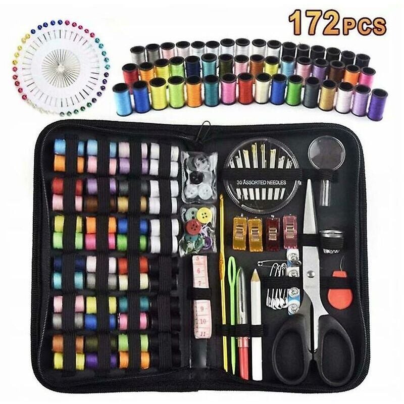 Kit de couture, boîte à couture, kit de couture, kit de couture rectangulaire, ensemble de 172 pièces