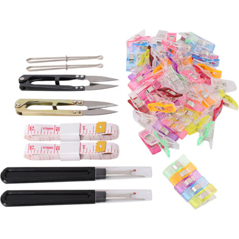 Kit de Couture Polyvalent avec Pince à Couture, Découseur, Ciseaux à Fil, Mètre Ruban et Enfile-Aiguille