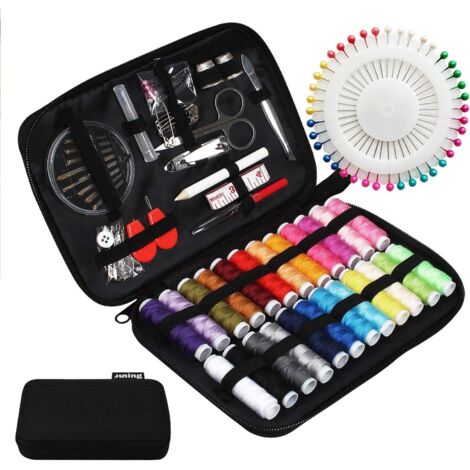 Kit de couture portable avec 130 accessoires et 24 bobines de fil, trousse de couture complète à poignée pour maison et voyage