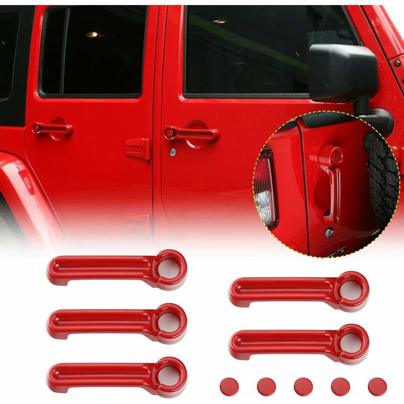 Linghhang - Kit de couverture de poignée de porte et de hayon Rouge pour Jeep Wrangler jk 2007-2018 / Jeep Liberty 2008-2012 / Dodge Nitro 2007-2011
