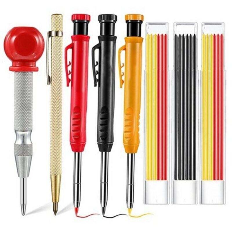 Kit de Crayons de Charpentier Mécanique avec Poinçon Central, Crayons