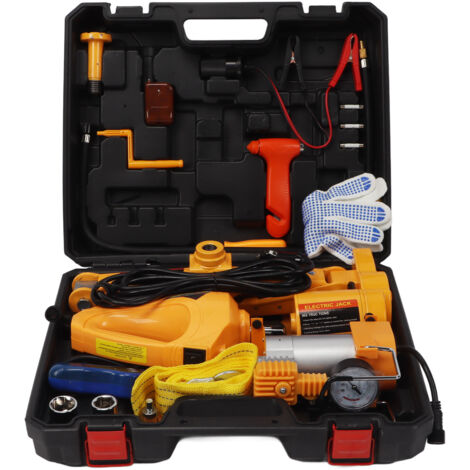 Kit de cric de voiture électrique 12V, outil de réparation d'ascenseur à ciseaux Portable avec clé à chocs, pompe de gonflage de pneus à distance pour changement de camion SUV