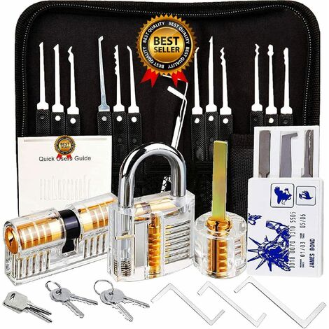 Kit de Crochetage Serrure, Preciva 26-Pièce Lock Picking Kit, Outils de  D’entraînement avec 4 Serrure Transparente pour Serruriers Débutant et Pro