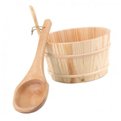 DESINEO Kit de cubo + cucharón de madera para sauna 4 litros