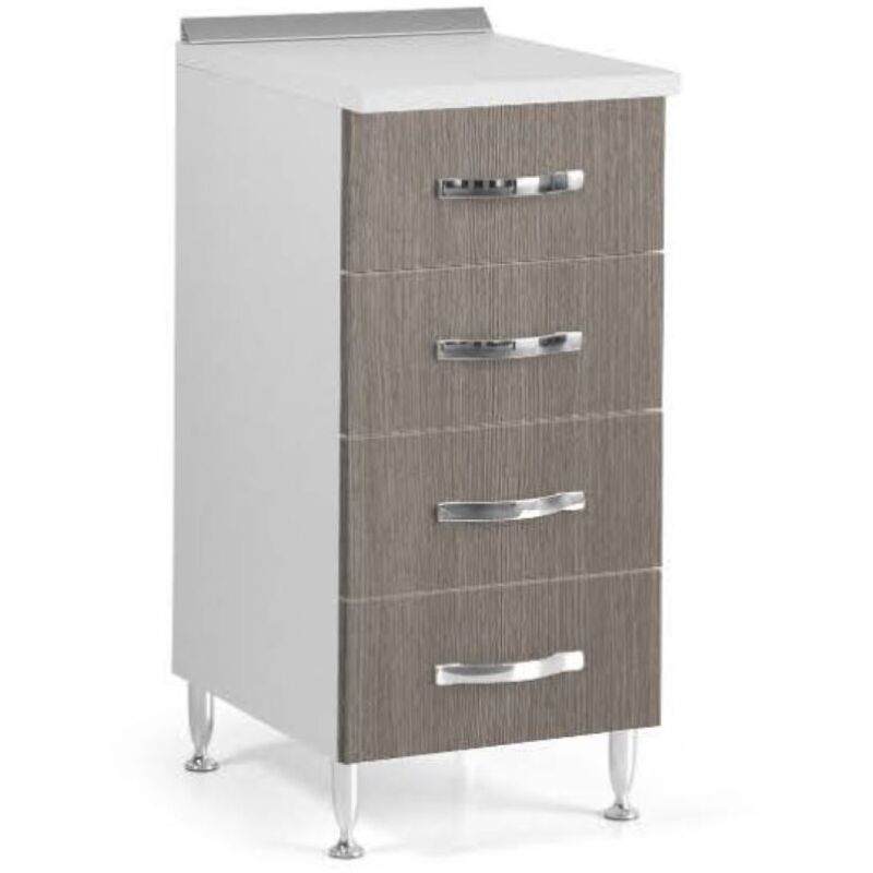 Capaldo - Kit de cuisine de base 4 tiroirs 40x50x85h dessus frêne blanc finition mélèze gris - Salone