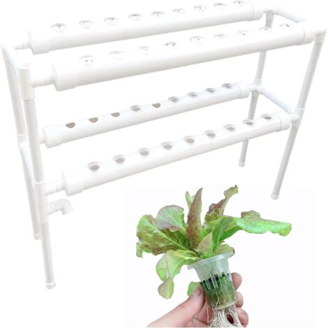 Kit de culture hydroponique 36 emplacements de plantes 2 couches PVC hydroponique pour culture aquatique Système de plantes de jardin et expérience hydroponique Légumes