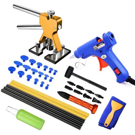 Kit de débosselage, kit de débosselage, largeur réglable, outil de débosselage sans peinture pour carrosserie automobile/moto/réfrigérateur (doré)