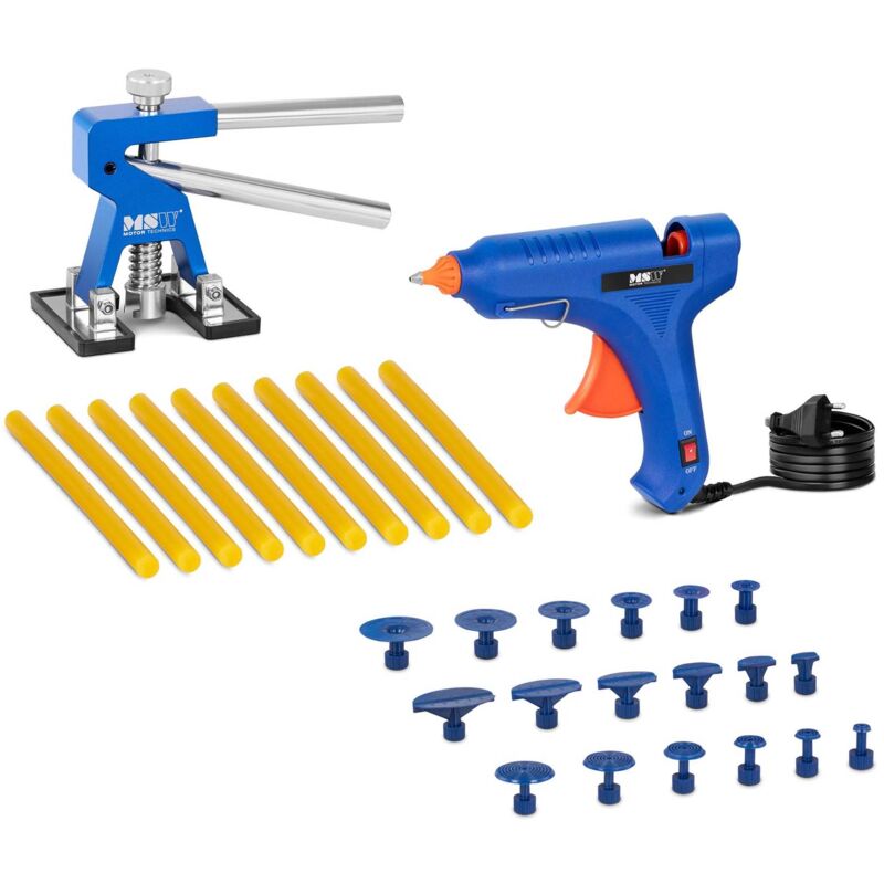 MSW - Kit De Débosselage Sans Peinture Réparation Carrosserie pdr 18 ventouses & Colle - Noir, Gris foncé, Jaune