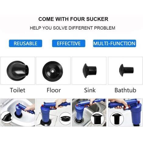 Kit de débouchage de toilettes, déboucheur pneumatique, adapté aux lavabos, toilettes, salles de bains, salles de douche, cuisines et canalisations bouchées.