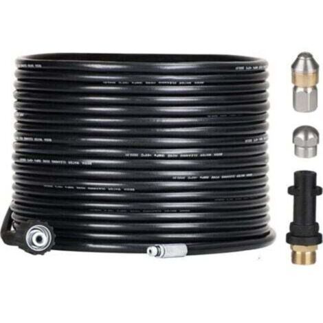Kit de débouchage de tuyau de 15 m pour nettoyeurs haute pression Kärcher avec buse et buse pivotante, kit de furet professionnel 180 bars avec adaptateur pour accessoires Karcher K2/K3/K4/K5/K6/K7,AA