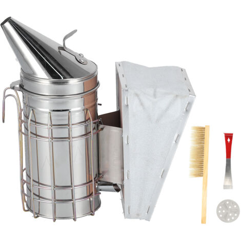 Kit de Démarrage Apiculteur 3 Pièces : Enfumoir, Brosses et Grattoir en Acier Inoxydable pour Ruche