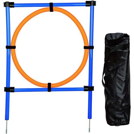 Kit de démarrage pour Entraînement d'Agilité de Chien - Dog Anneau Agility - Dog Activity Obstacles d'entraînement Agility kit de Barres de Slalom,Superma- Orange/Bleu ,Jump Ring,ensemble