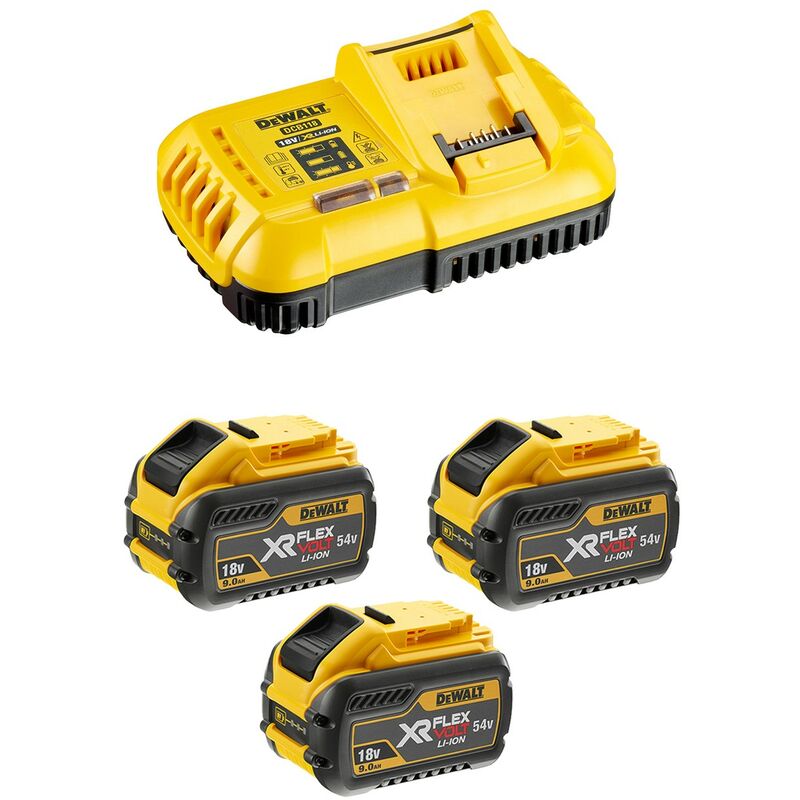 Dewalt - Starter Set batteries + chargeur FlexVolt 3 batteries 9Ah + chargeur - DCB118X3