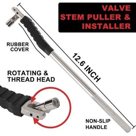 Kit de démontage et de montage de valve de pneu, valve tubeless à clipser TR413 (avec obus), extracteur d'obus à une tête et bouchon de valve rainuré