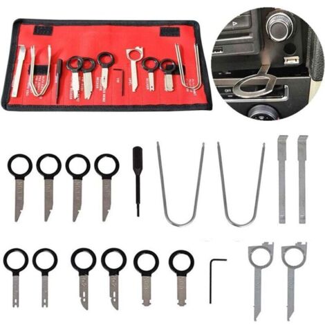 Kit de démontage universel pour autoradio, DVD et navigation – 20 pièces en plastique rigide avec clés à ergots