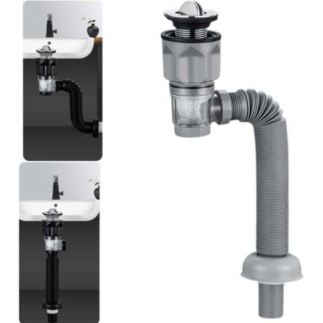 Kit de desagüe para fregadero con desagüe expandible y flexible, antiolor para 1-1 orificios