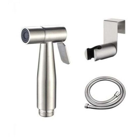 Kit de descarga de inodoro de acero inoxidable 304, boquilla sin perforaciones: 1 boquilla, 1 asiento colgante y manguera de 1,5 m.