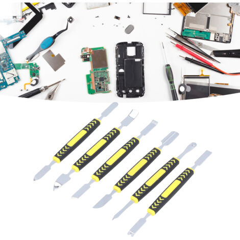 Kit de desmontaje con 6 puntas metálicas de doble cara para reparar ordenadores portátiles y teléfonos móviles.