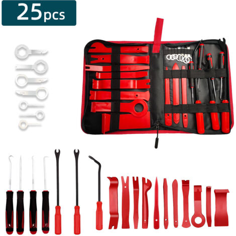 Kit de desmontaje de 25 piezas para retirar el sistema de riego automático y el embellecedor de audio interior del vehículo (rojo).