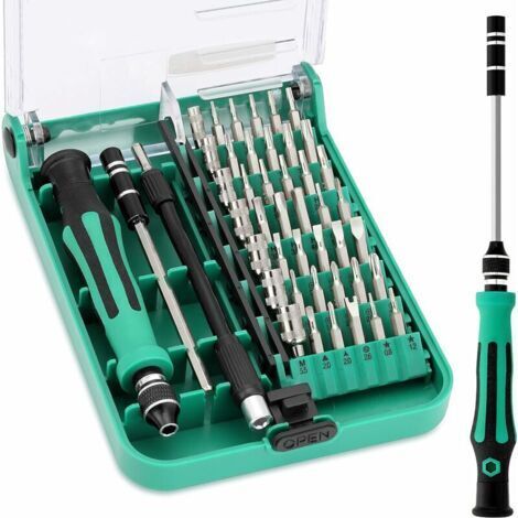 Kit de destornilladores de precisión 45 en 1, caja pequeña, herramientas magnéticas para reparación de destornilladores de precisión.